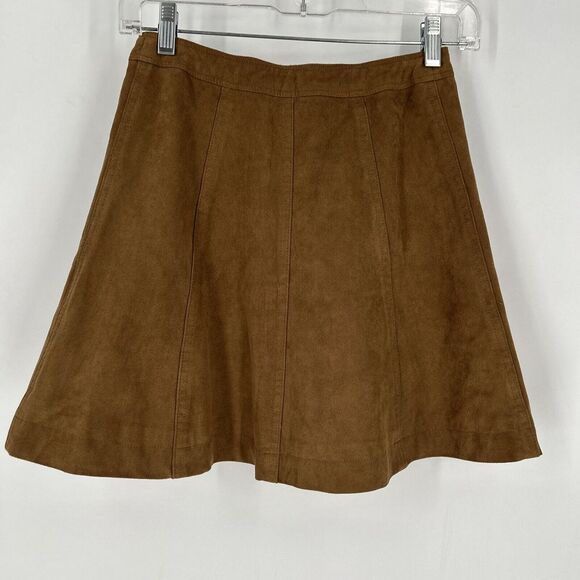 Abercrombie and fitch Women's‎ Faux Suede Button Front Mini Skirt Camel size 00 - Picture 2 of 6